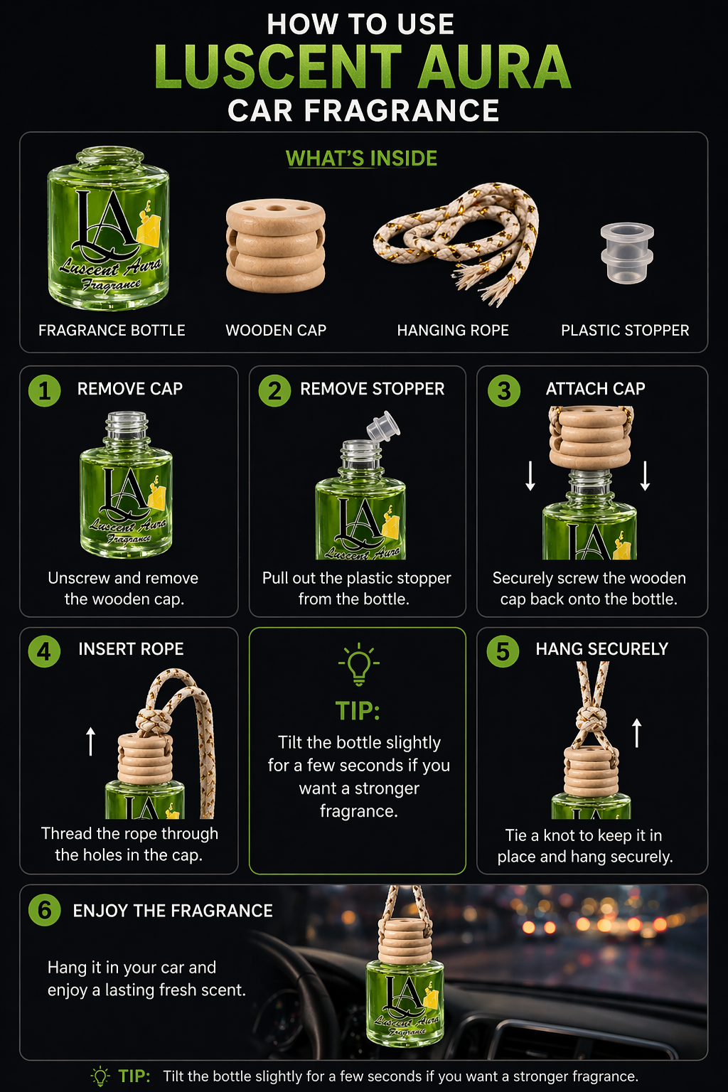 Fresh Green – Car Fragrance Luscent Aura Fragrance INC